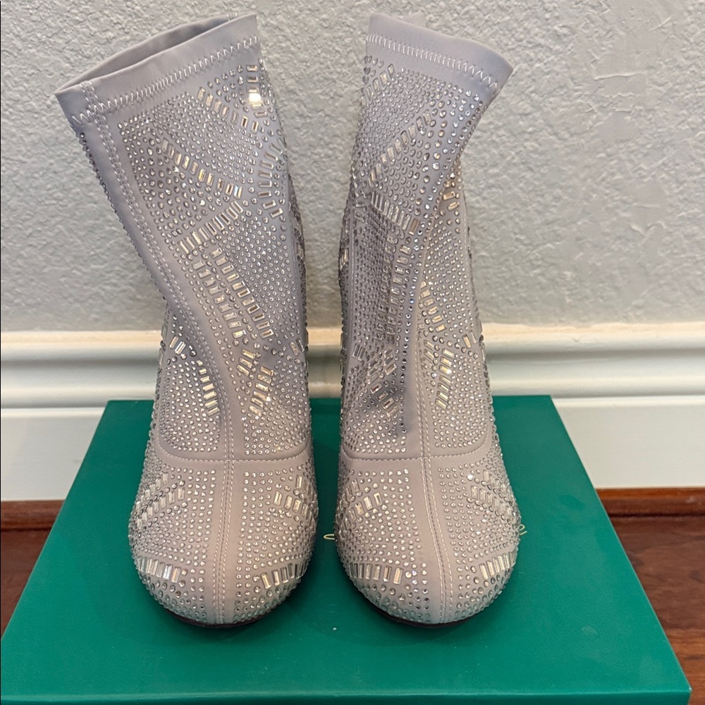 Silver Rhinestone & Gray Booties - Picture 3 of 7